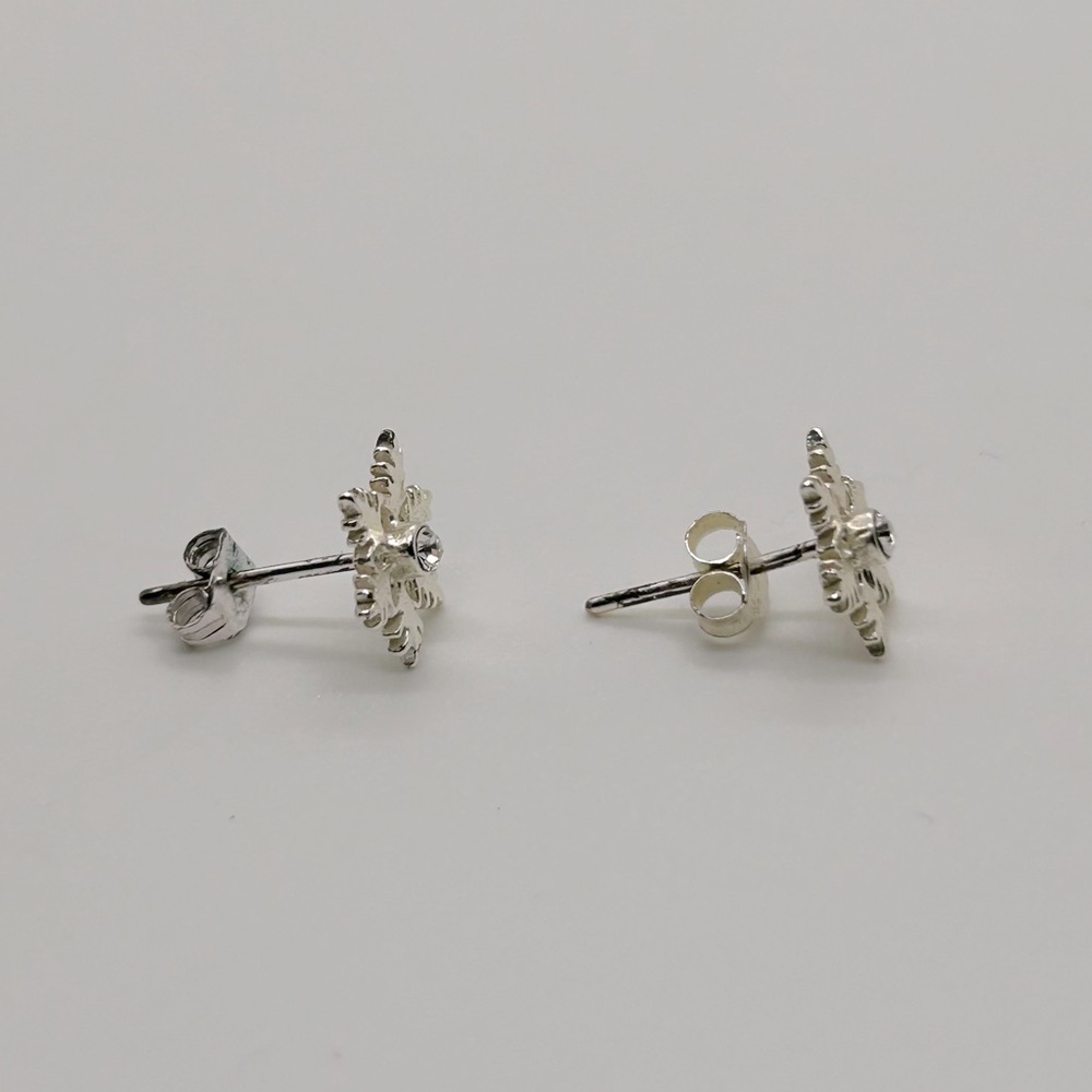 Silver Snowflake Stud Earrings - Picture 4 of 12
